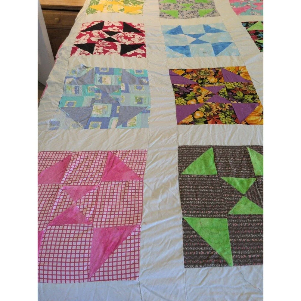 Vintage 50's windmill quilt top Vintage Cotton Fabrics 92 